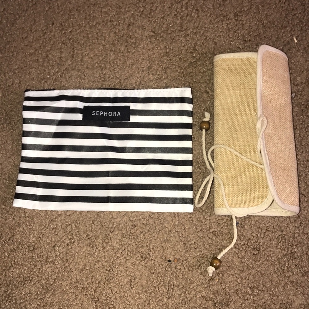 Makeup bag and brush holder